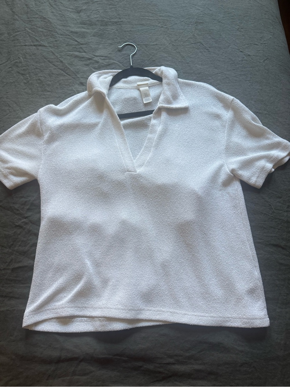 H&M White Short Sleeve Terry Polo Top